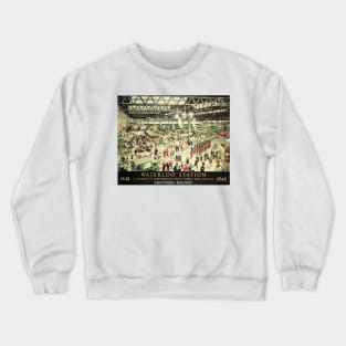 ENGLAND Old Waterloo Train Station Advertisement Vintage Railway Crewneck Sweatshirt